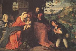 Palma Vecchio The Adoration of the Shepherds with a Donor (mk05) Germany oil painting art